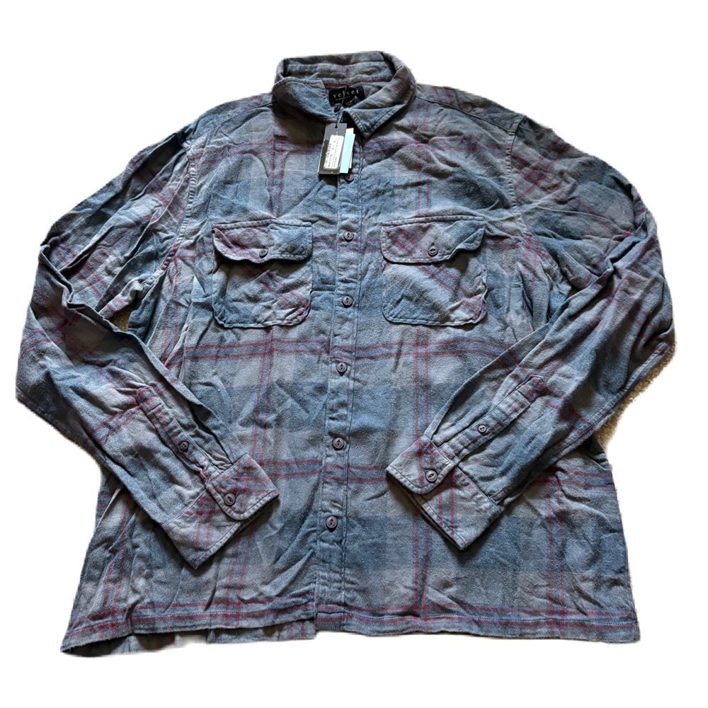 Velvet Graham & Spencer Gray Red Plaid Button-Up Shirt NEW XX Flannel